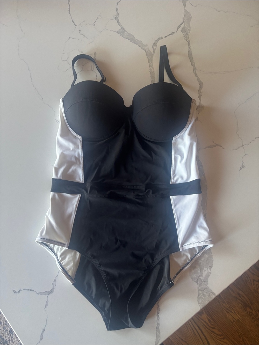 Tory Burch Black and White Colorblock Swimsuit